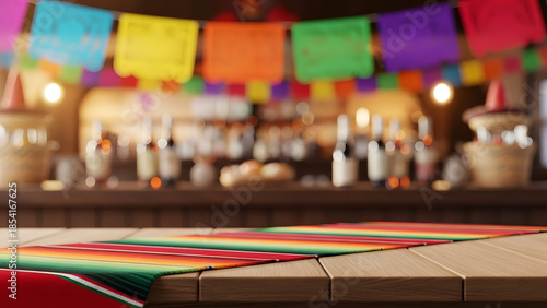 Vibrant latin american celebration background with colorful flags and decorations