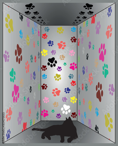 Paw Prints Background. Cute pets and Dogs pets paw print isolated on white background.