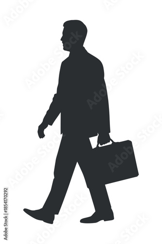 a silhouette of a businessman walking with a briefcase suggesting concepts of work career ambition and the daily commute to the office