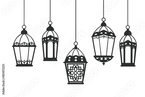 Muslim Festival Hanging Lantern Vector – Islamic Decor Art