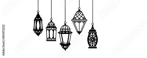 Traditional Islamic Lantern Silhouette Collection for Ramadan