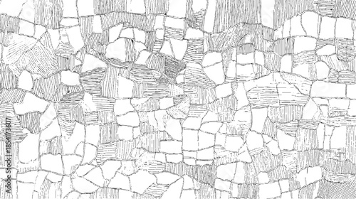 Abstract black and white irregular geometric shapes with line shading texture background pattern