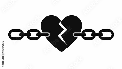 Broken heart chained, symbolizing emotional pain and relationship problems.