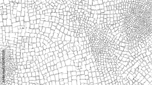 Black and white cracked pattern of irregular squares and rectangles abstract background