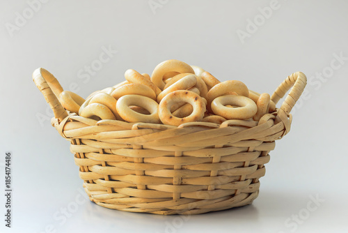 russian bread-rings in wicker basket