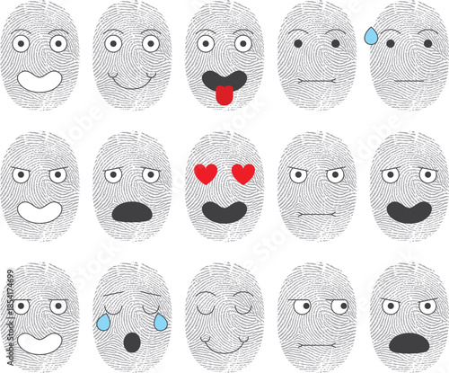 Fingerprints with Various Facial Expressions face faces