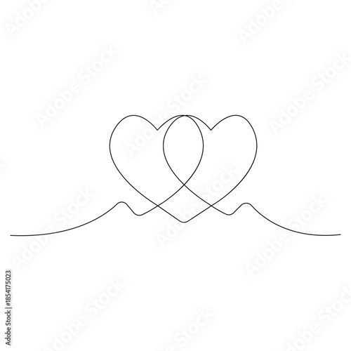 Cupid arrow and hearts continuous line art for romantic greeting