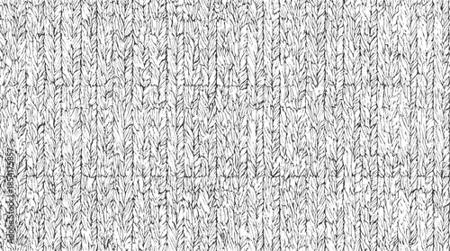 Black and white hand drawn knitted fabric texture seamless pattern knitting textile