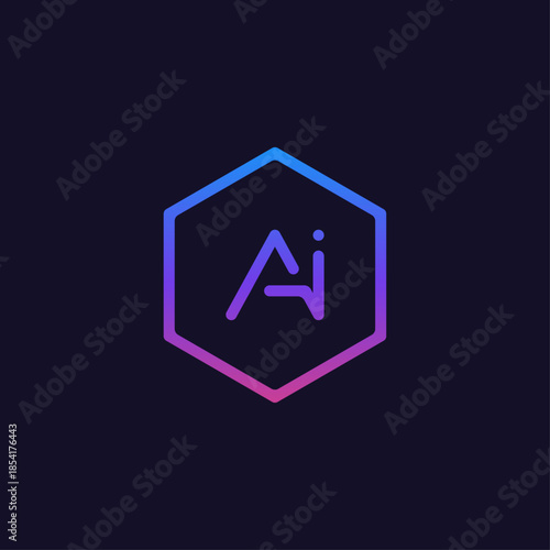 Ai logo, AI technology icon, vector, ai illustration