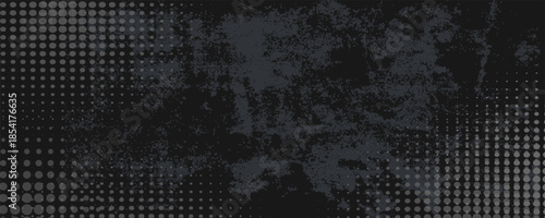 dark grey halftone and grunge pattern. Retro comic gradient background. dark grey dotted texture overlay. Cartoon pop art faded gradient pattern. backdrop for poster, banner,