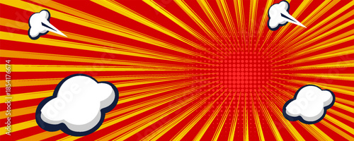 Pop art red yellow comics book cartoon magazine cover. Cartoon funny retro pattern strip mock up. halftone illustration. Vintage backdrop for comic superhero text