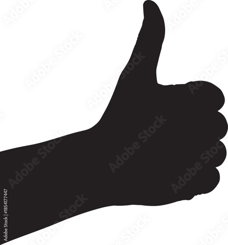 Thumbs up silhouette signifying approval, agreement, and positive feedback like also transparent background