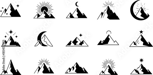 Mountain Peak Silhouette Collection Set