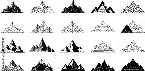 Mountain Peak Silhouette Collection Set