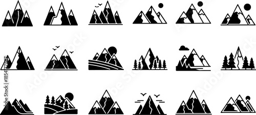 Mountain Peak Silhouette Collection Set