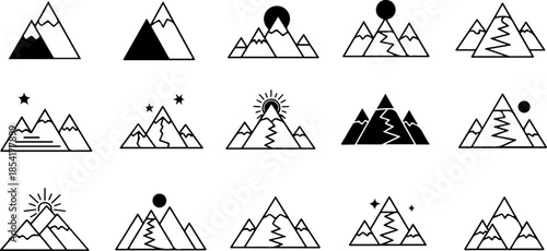 Mountain Peak Silhouette Collection Set