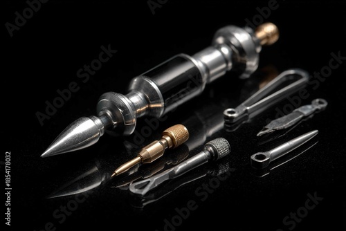 sleek nano-fabricator gadget producing miniature tools on demand