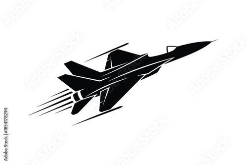 Fast fighter jet silhouette icon vector illustration