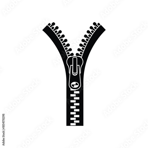 Black zipper Vector silhouette icon illustration