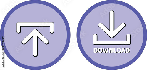 download button for internet website use. Download icon on isolated white background with shadow.
