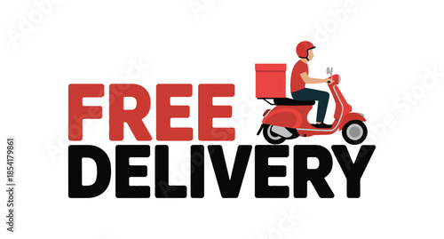 Free Delivery Scooter Icon Logo Banner