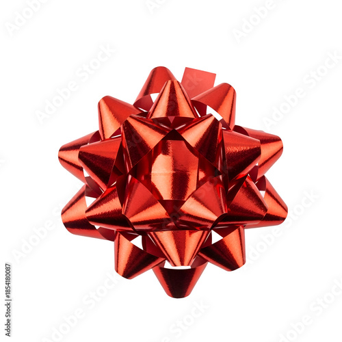 Beautiful red gift bow isolated on white background