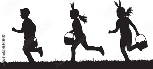Children running with easter baskets