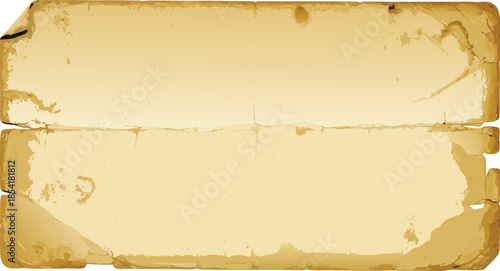 weathered paper scroll with visible cracks and stains