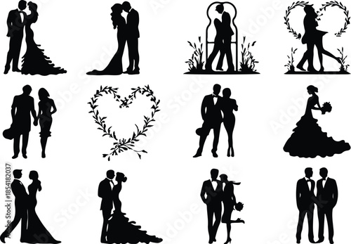 Elegant Wedding Couple Icon Set  : Best Wedding Couple Icons – Top Collection