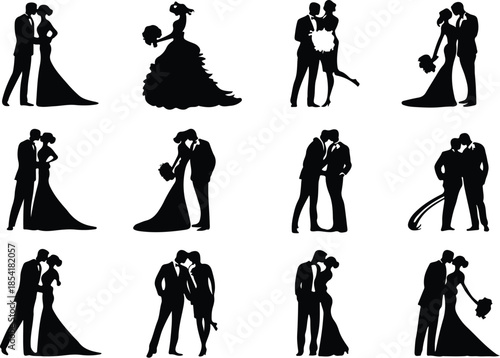 Elegant Wedding Couple Icon Set  : Best Wedding Couple Icons – Top Collection