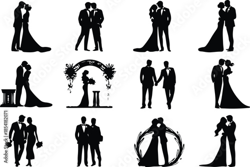 Elegant Wedding Couple Icon Set  : Best Wedding Couple Icons – Top Collection