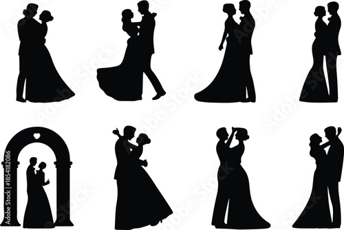 Elegant Wedding Couple Icon Set  : Best Wedding Couple Icons – Top Collection