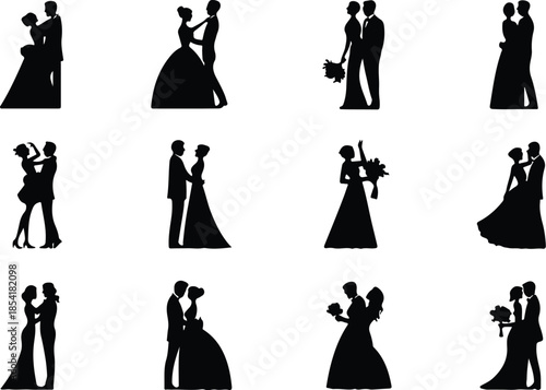 Elegant Wedding Couple Icon Set  : Best Wedding Couple Icons – Top Collection