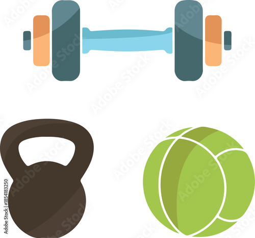 Set of dumbbells isolated on transparent background