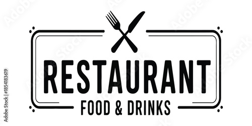 modern restaurant logo vector, crossed cutlery emblem, food and drinks minimalist branding badge, elegant design for cafes, bistros, catering services, menus, and hospitality business projects.