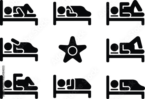 Sleeping Positions Icon Set Person Sleeping Pose Icons – Top Collection