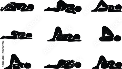 Sleeping Positions Icon Set Person Sleeping Pose Icons – Top Collection