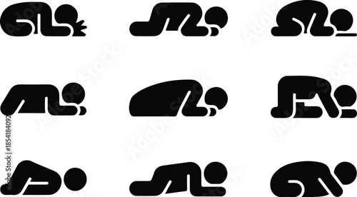 Sleeping Positions Icon Set Person Sleeping Pose Icons – Top Collection