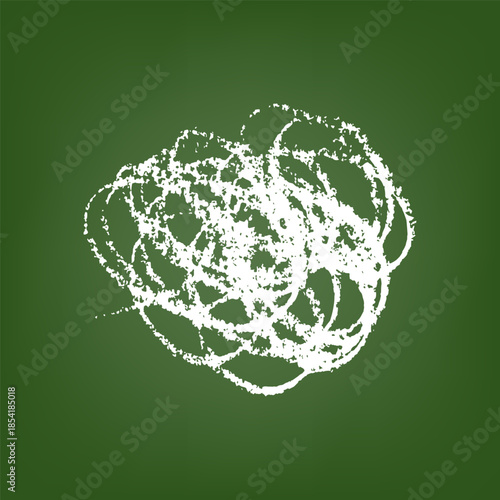 White Chalk scribble on green chalkboard background, vector illustration
