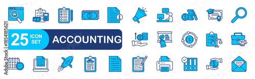 Accounting icon set with editable stroke. vector illustration concept relate to business, accounting, inspecting, report, tax, analysis, finance, account, budget, financial