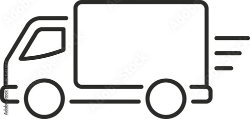 Delivery truck vector icon with speed lines indicating quick transport