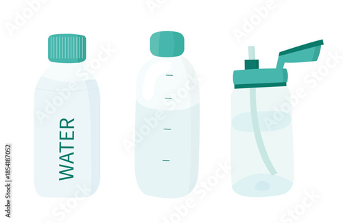 Water bottles set illustrations for branding