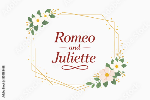 Geometric Floral Frame With Greenery