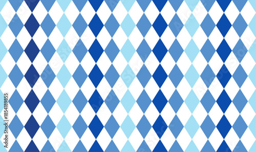 Seamless geometric pattern with blue and white lozenge shapes, repeating diamond tile for textile print and digital wallpaper, symmetrical argyle ornament for modern surface decoration