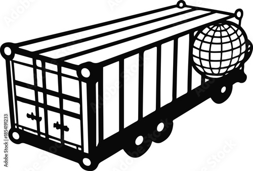 Global Shipping: A striking monochrome depiction of a shipping container, symbolizing international trade and the movement of goods across the globe.