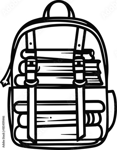 Backpack filled with Books: A simple yet iconic image of a backpack, filled to the brim with books, representing the world of knowledge, learning, and education.