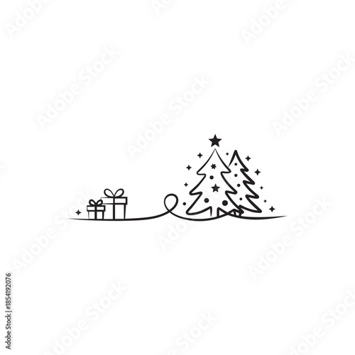 christmas tree icon line art