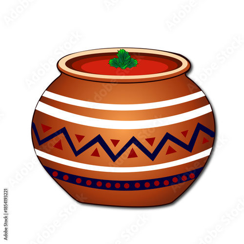 Traditional Decorated Sindhi Clay Pot (Matka) with Hand-Painted Patterns.