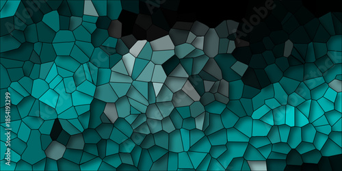 Deep Teal and Grey Polygonal Mosaic Texture with Subtle Shading and Dark Vignette Effect abstract