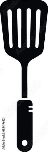 Silhouette black spatula kitchen utensil isolated on white vector illustration